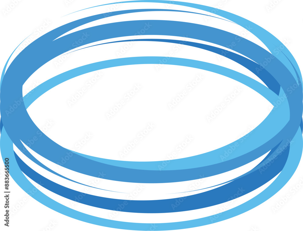 Poster abstract blue oval shape with overlapping lines creating a sense of depth and movement