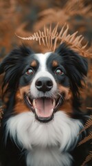 Excited Dog Among Ferns