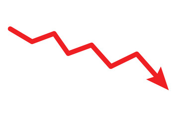 red arrow business graph going down represent loss. red arrow graph chart downtrend symbol. red Decline arrow vector. © Abir Debnath