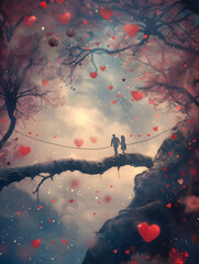 Valentine's Day cartoon cards. Generative AI Illustration