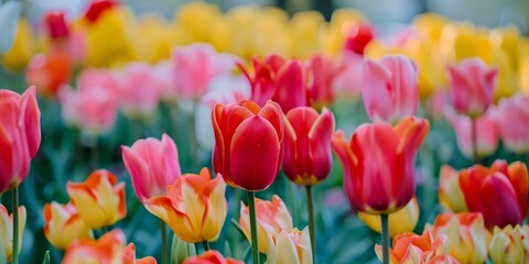 Colorful Tulips in a Field