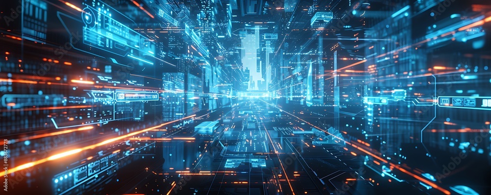 Aufkleber abstract digital data flow