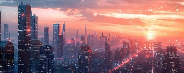 Fototapeta premium Futuristic cityscape with advanced architecture and smart technology, illustrating modern urban planning