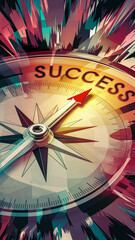 Obraz premium Dynamic Compass Illustration Highlighting Success with Vibrant Colors, Symbolizing Business Growth and Strategic Investment for Inspirational Achievement