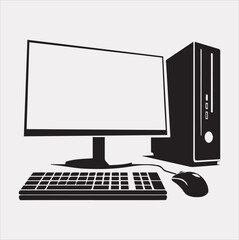 Fototapeta premium computer vector silhouette on a white background