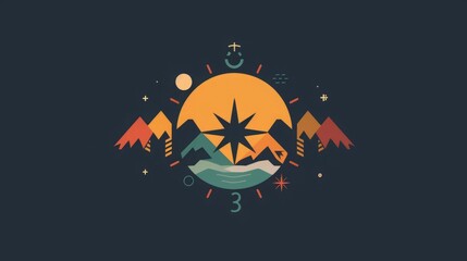 Logo for Adventure Travel Agency, Evoking Excitement and Wanderlust with Vibrant Symbols, Specialized in Thrilling Tours