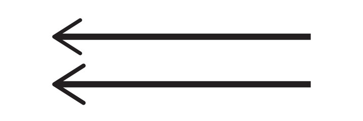 Long arrows icon set. Vector set of trendy long arrows left and right in flat style. Black arrows vector illustration. Icons isolated.
