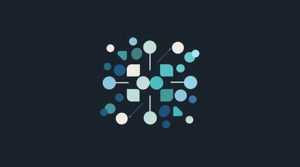 Digital Marketing Agency Logo Featuring Interconnected Squares and Circles, Symbolizing Connectivity and Strategic Thinking