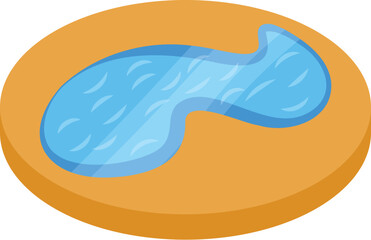 Small decorative pond is laying on a round surface, illustrating a water feature for a garden or backyard