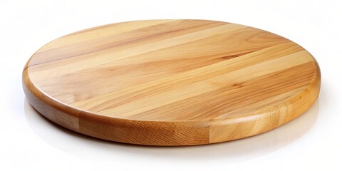 Round Wooden Cutting Board Mockup, isolated, white background, wood grain, kitchenware, cutting board, mockup