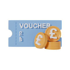 Pound Coin Voucher Promotion 3d illustration