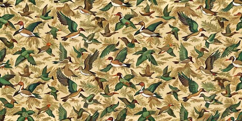 Classic duck hunting camouflage pattern in vintage retro style, camouflage, retro, vintage, duck hunting, seamless, pattern