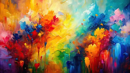 Vibrant abstract painting with expressive brushstrokes and captivating color palette , vibrant, abstract