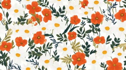 Obraz premium The enchanting Four O'clock floral pattern brings a soft romantic feel, making this backdrop so vibrant and soul-warming.