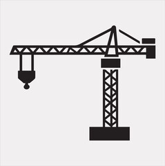 Building Crane and hook logo design silhouette vector on a white background