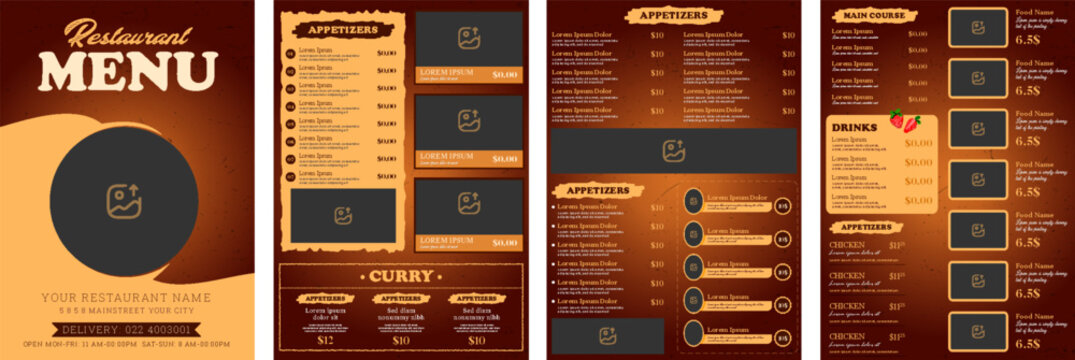 Restaurant Food Menu Template, Restaurant cafe menu, template design, Set A4 menu editable vector format