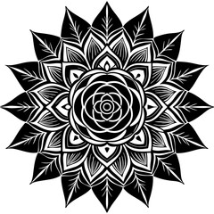 Circular Pattern Mandala Flower Rose Style Vector