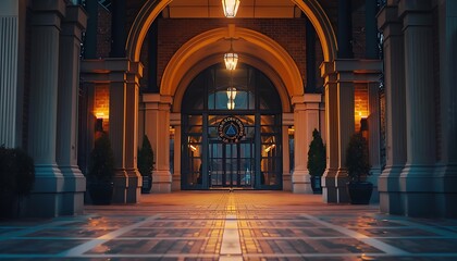 Obraz premium Grand Entrance of a Brick Building