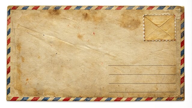 Dirty stained backside of blank vintage airmail postcard , vintage, retro, paper, grunge, texture, mail, communication, old