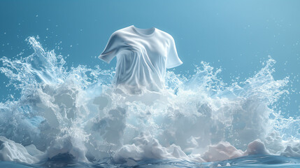 Fototapeta premium 水洗いされるTシャツ