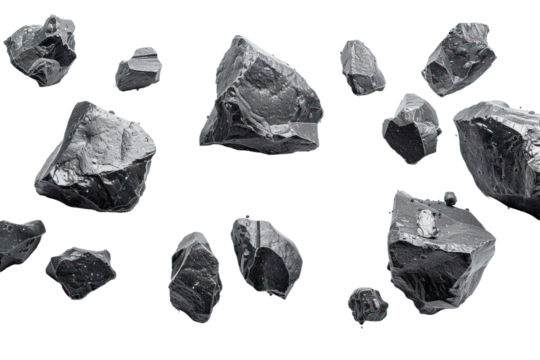 Flying stone isolated on a transparent background for web, banner, wallpaper