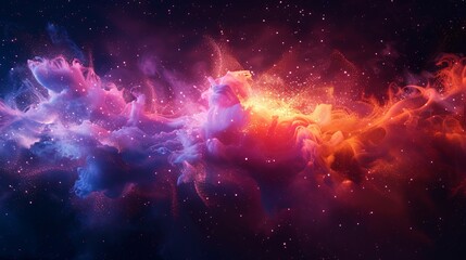 Fototapeta premium Cosmic Nebula with Vibrant Colors and Glowing Dust