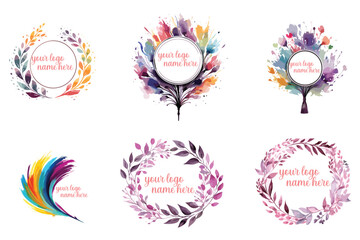 Fototapeta premium Watercolor logo template floral logo design