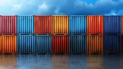 Fototapeta premium Shipping containers stacked at a port
