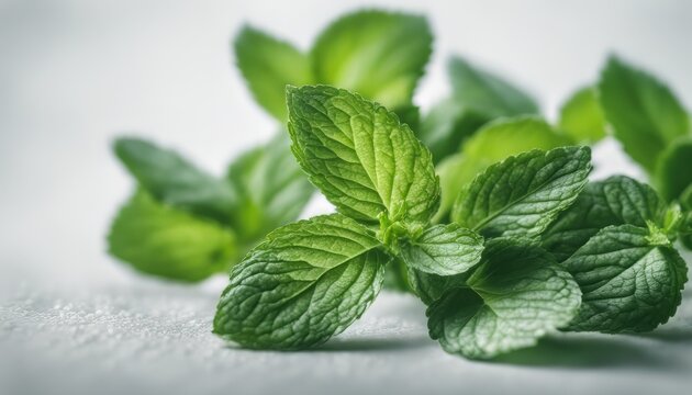 mint leaves on a white background