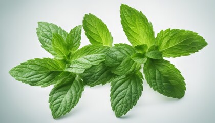 mint leaves on a white background