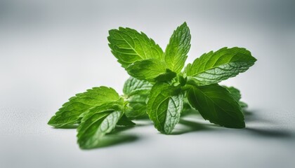 mint leaves on a white background