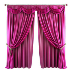 Luxury fuchsia curtain isolated on transparent background