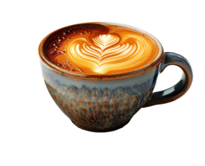 Latte art isolated on a transparent background for web, banner, wallpaper