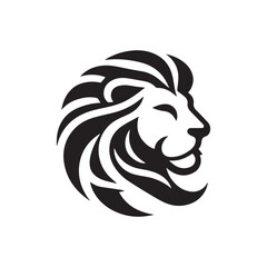 Minimalist lion logo on a white background