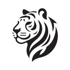 Minimalist tiger logo on a white background