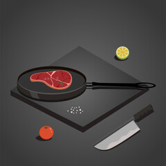 Frying pan food illustration 