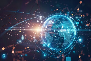 Obraz premium Illustration of Globe with Digital Web Connections