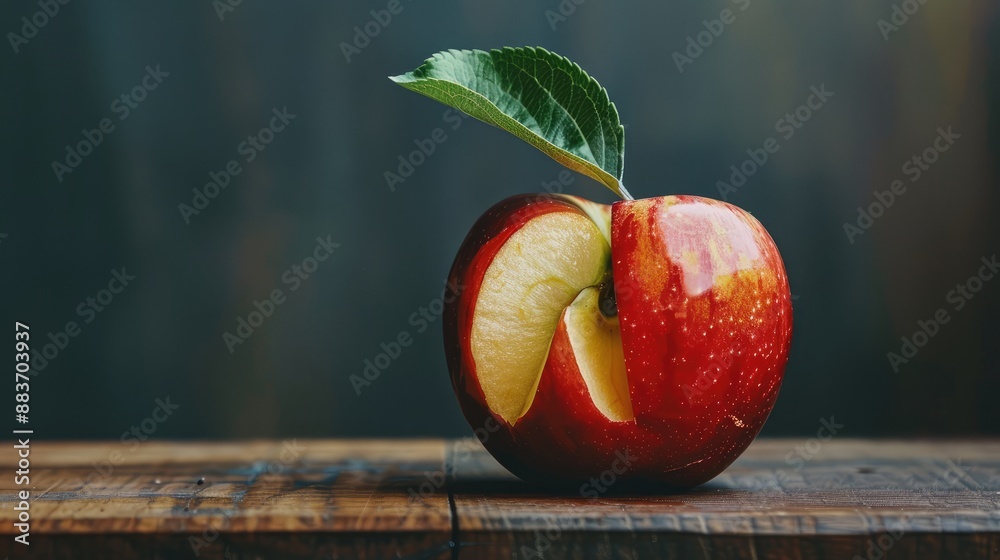 Sticker apple on the table