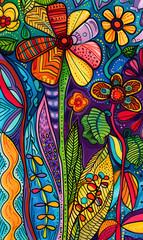 2D flower and leaf cards in various styles