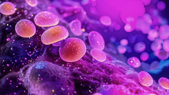 Cluster of insulin receptors on liver cells displaying the crucial role of insulin in regulating the livers metabolic functions.