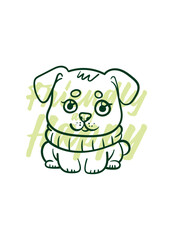 dog vector with text friendly and happy in transparent background
