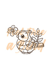 Fototapeta premium little bird vector with text feel free as a bird in transparent background