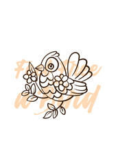 little bird vector with text feel free as a bird in transparent background