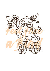 little bird vector with text feel free as a bird in transparent background