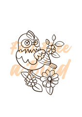 little bird vector with text feel free as a bird in transparent background