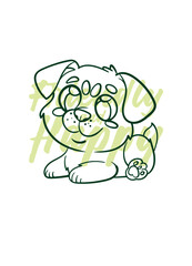 dog vector with text friendly and happy in transparent background
