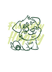 dog vector with text friendly and happy in transparent background
