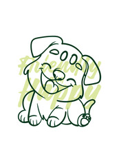 dog vector with text friendly and happy in transparent background
