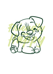 dog vector with text friendly and happy in transparent background
