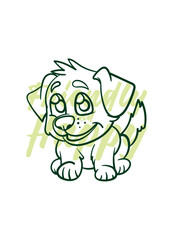 dog vector with text friendly and happy in transparent background
